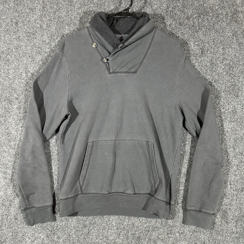 Converse One Star Mens Gray Shawl Collar Button Sweatshirt Size Medium Pullover